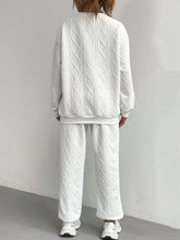Texture Round Neck Top and Pants Set OutfitFlow